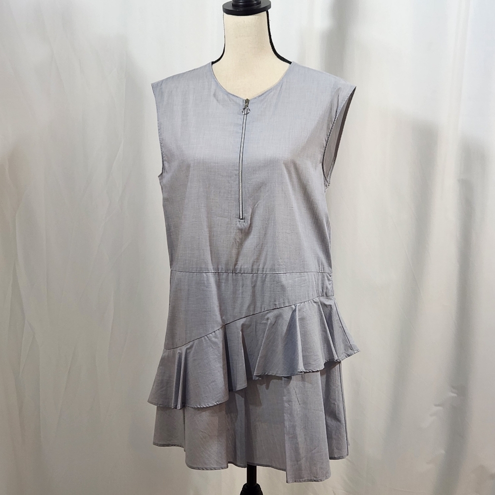 Zara Trafaluc Collection Drop Waist Zip Front Lightweight Ruffle Dress M…